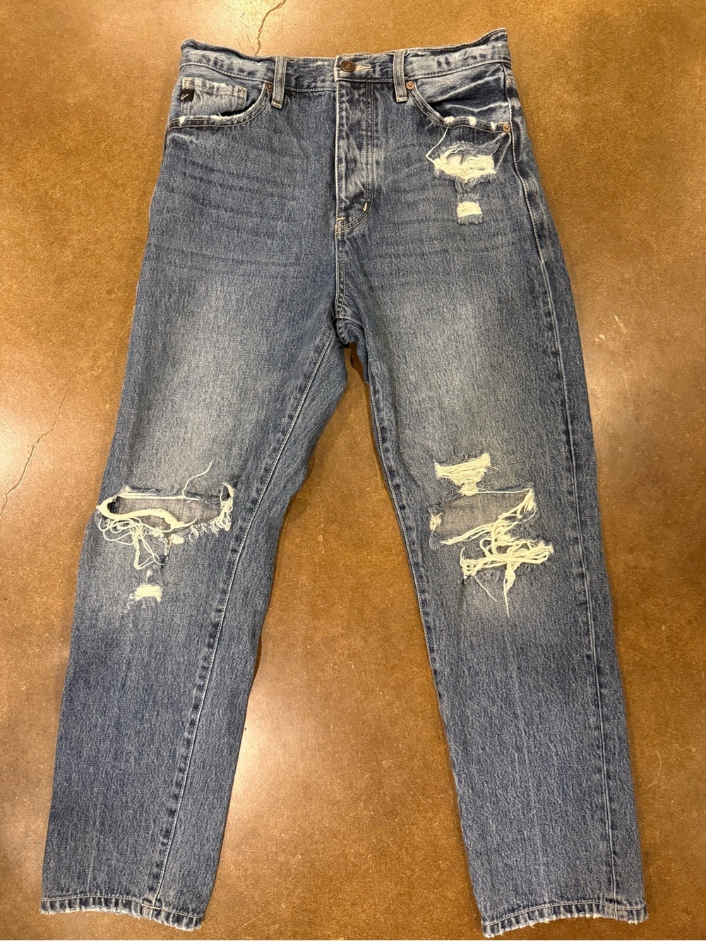 KanCan Women's Distressed Light Blue Boyfriend Jeans